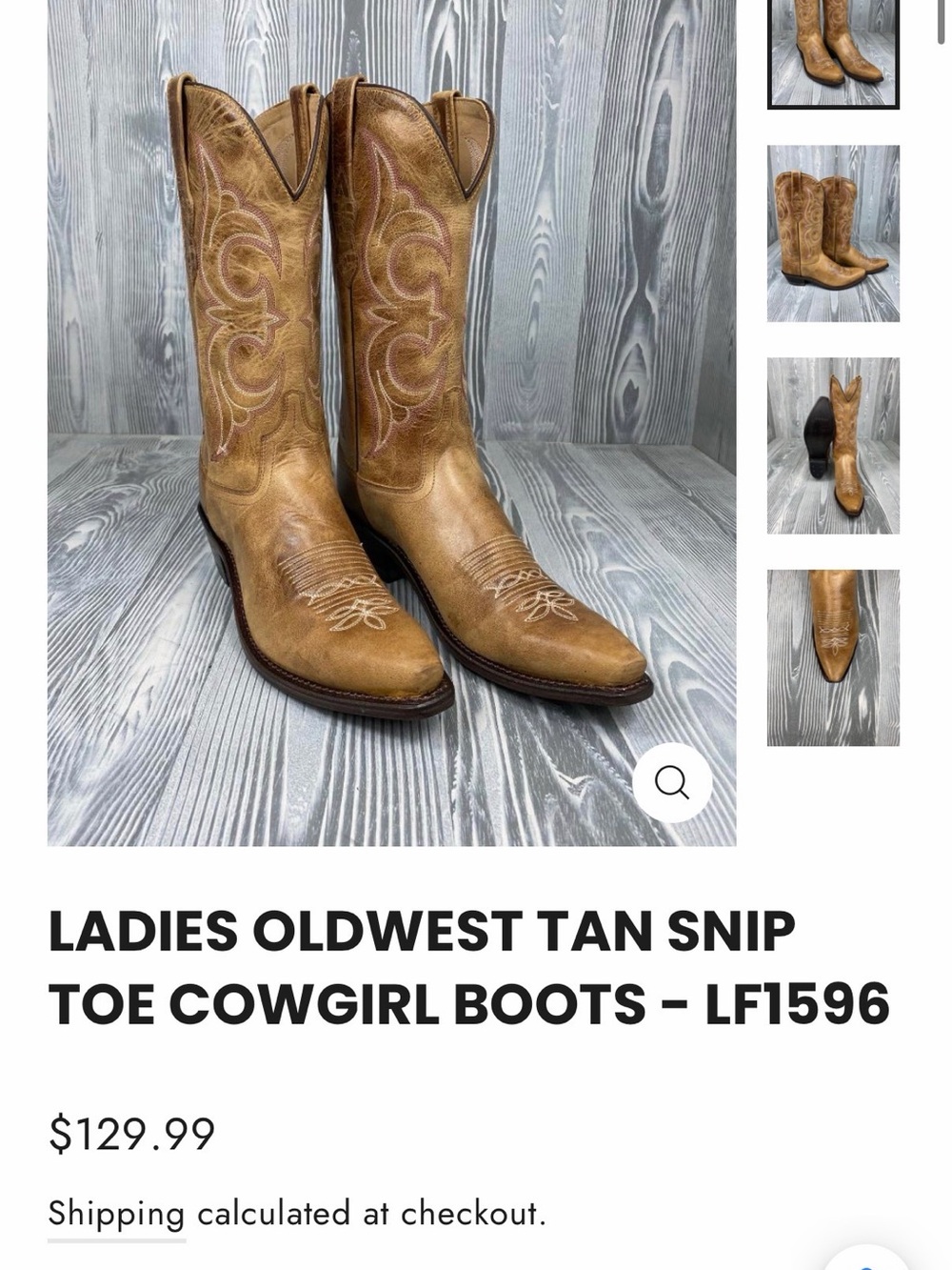 New Old West Tan Embroidered Snip Toe Western cowboy cactus Tan Boots 7.5